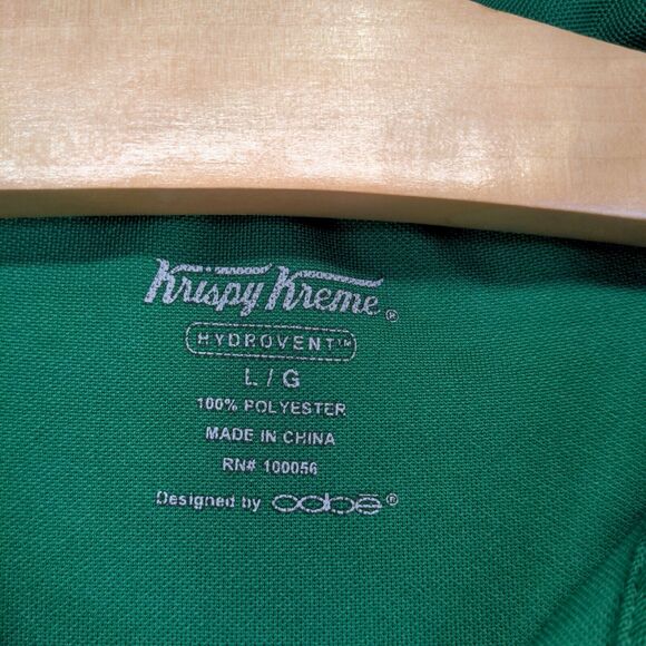 Krispy Kreme Men's Hydrovent Employee Piping Polo Shirt Uniform Green Large - Picture 10 of 13